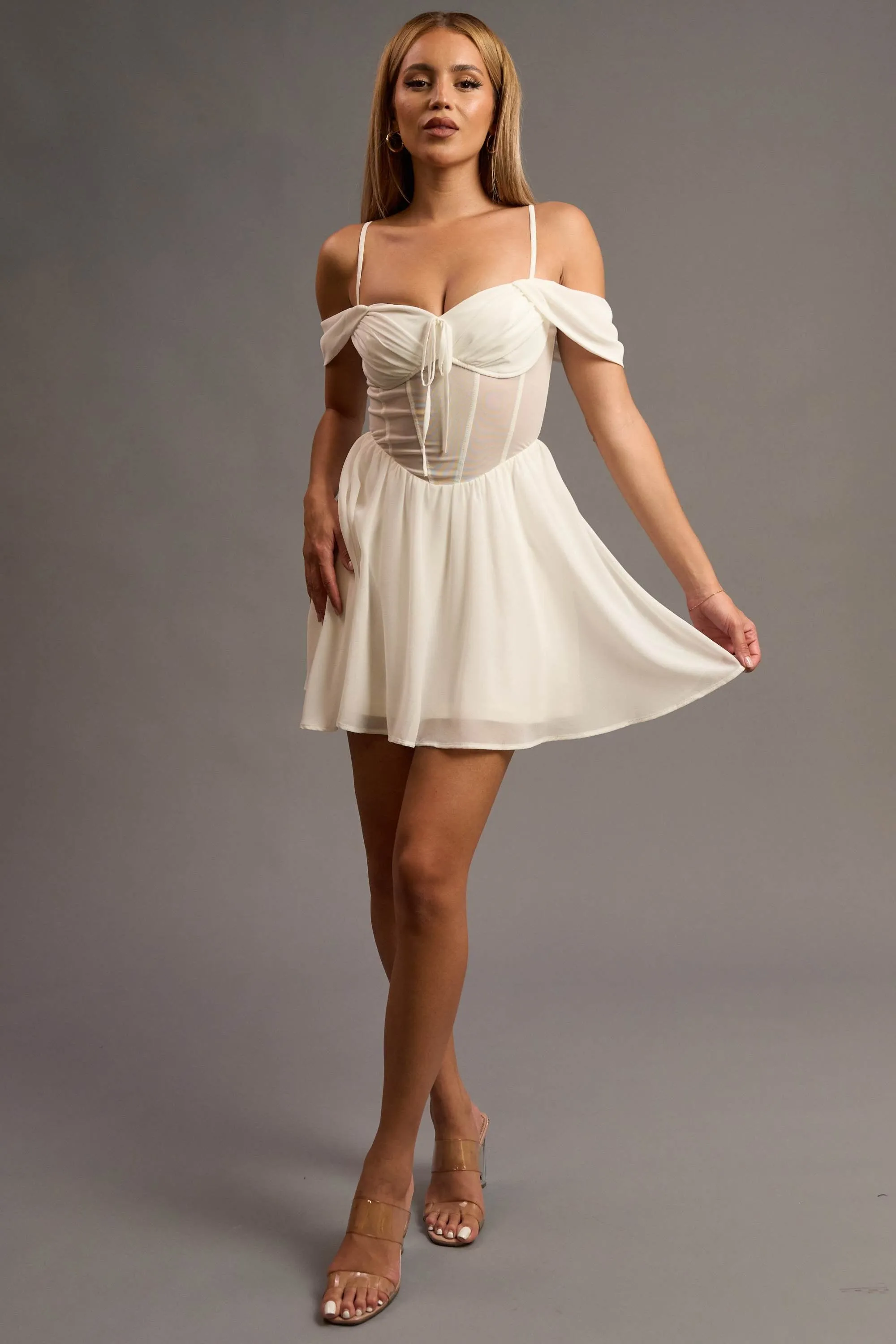 ROMANTIC CHELSEA CHIFFON & MESH SKATER MINI DRESS sold by privy product image thumbnail 4