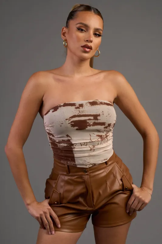 TIE DYE PRINT MESH OFF SHOULDER TUBE TOP sold by privy