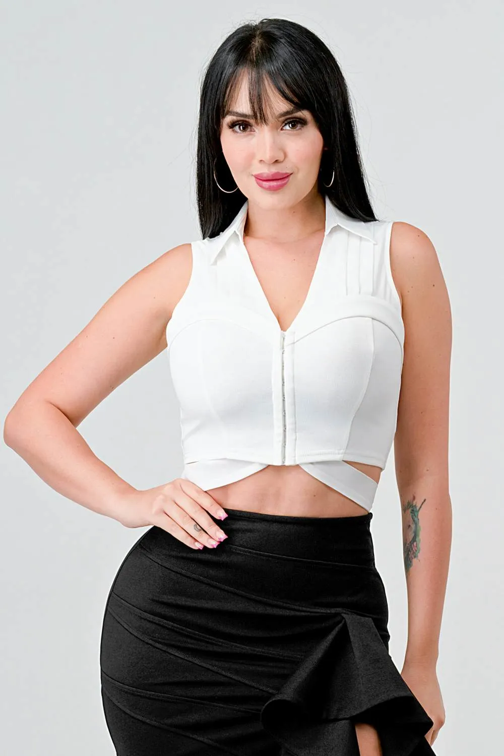 SEXY CREPE SLEEVELESS TIE BACK TANK TOP sold by privy