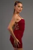 LUXE SQUARE HOTFIXS MESH DRAWSTRING MINI DRESS sold by privy