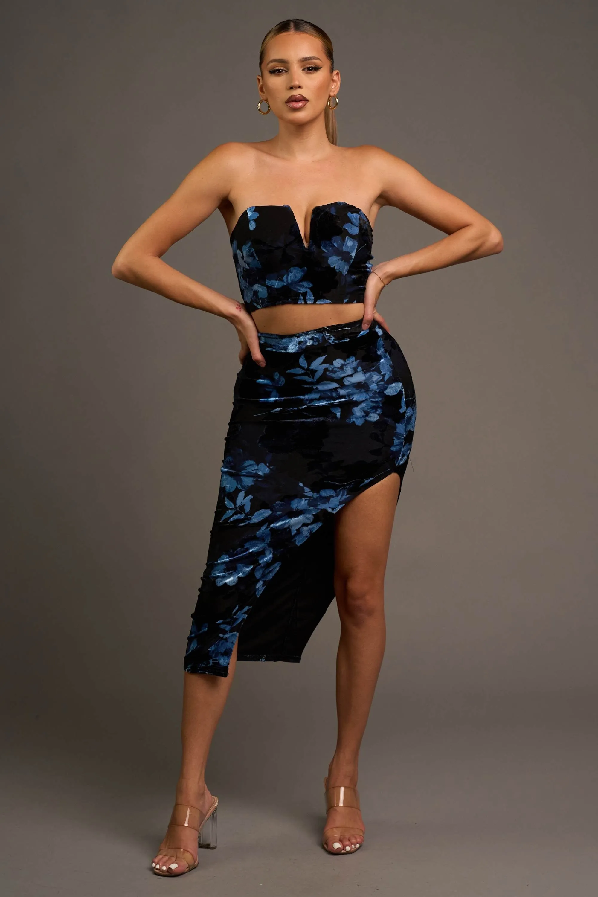 PS9222K / ROMANTIC FLORAL VELVET MESH TUBE TOP & SKIRT SETS sold by privy product image thumbnail 4