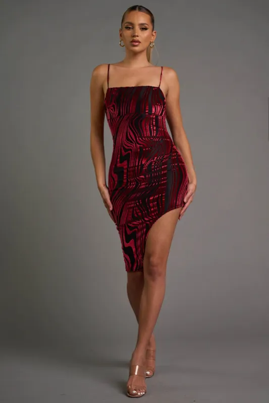 CHIC VELVET BURNOUT ASYMMETRIC \KNEE LENGHT DRESS sold by privy