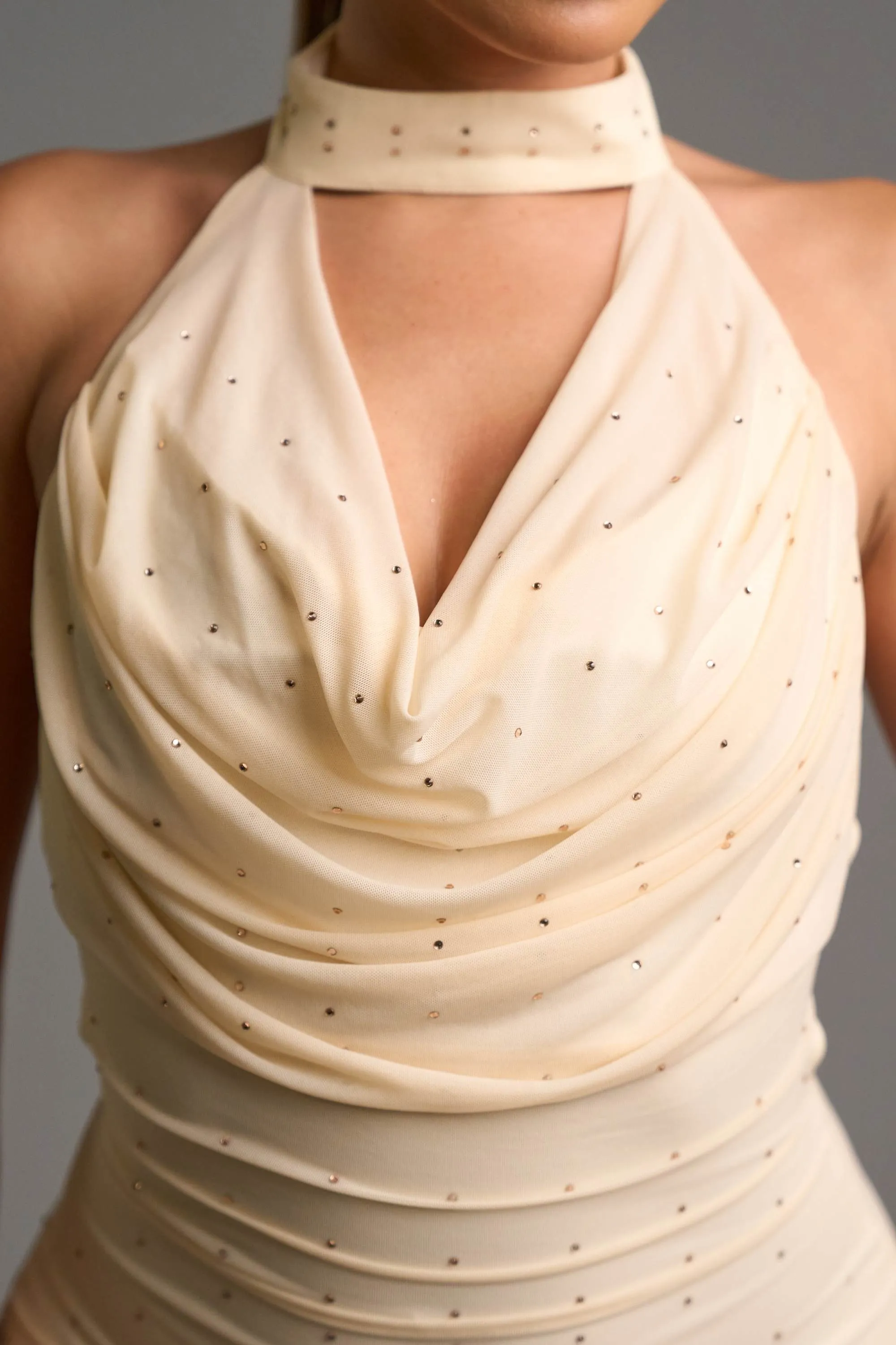 PD77844K / LUXE HOFIX MESH CHOKER COWL NECK RUCHED MINI DRESS sold by privy product image thumbnail 5