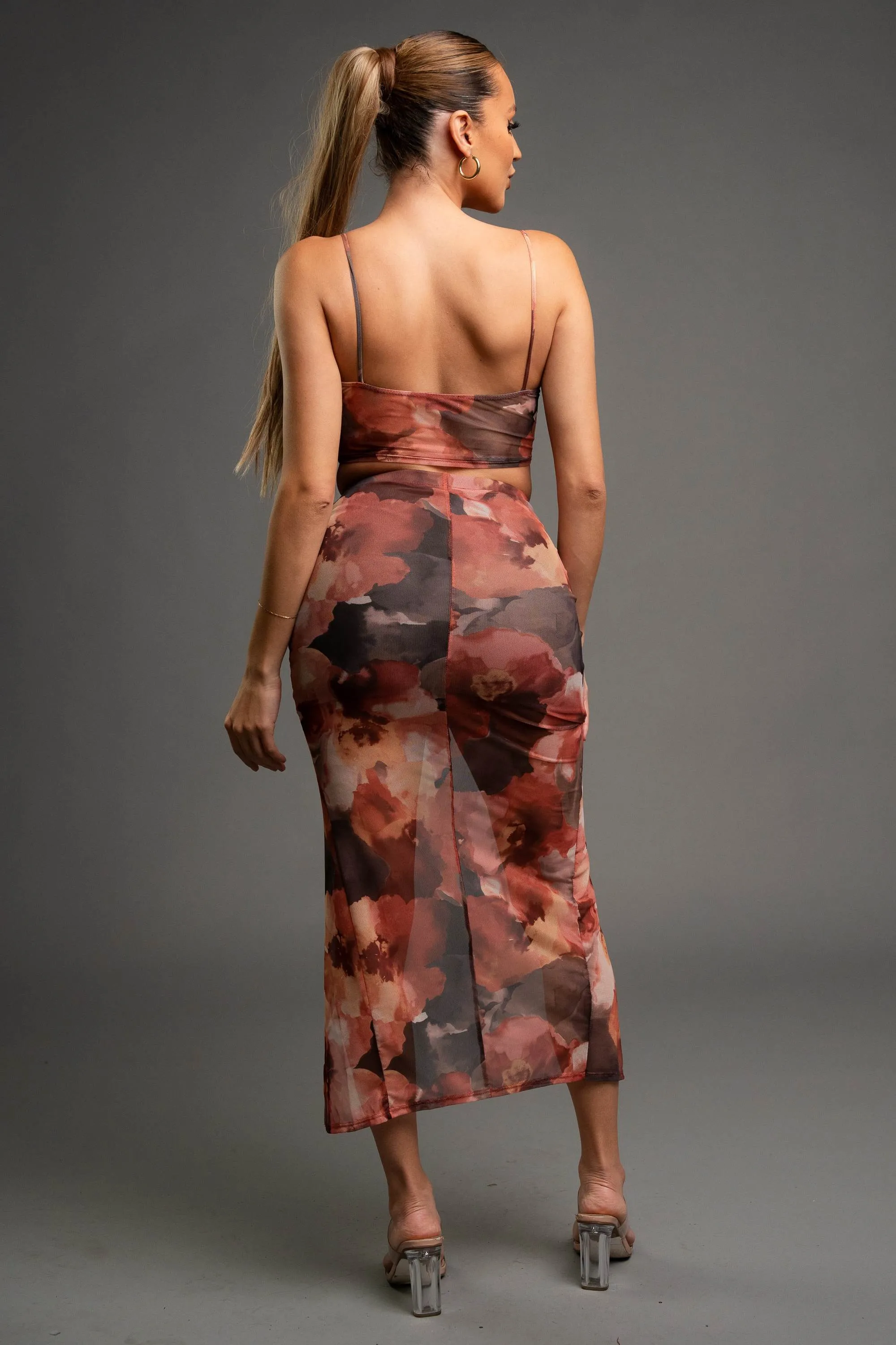 ROMANTIC FLORAL PRINT MESH CROP TOP & SKIRT SETS sold by privy product image thumbnail 3
