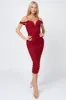 LUXE PEARL MESH COLD SHOULDER RUCHED MIDI DRESS sold by privy
