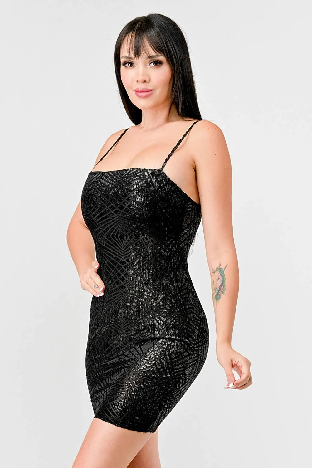 LUXE FOILD MESH SLEEVELESS BODYCON MINI DRESS sold by privy product image thumbnail 3