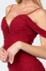 LUXE PEARL MESH COLD SHOULDER RUCHED MIDI DRESS sold by privy