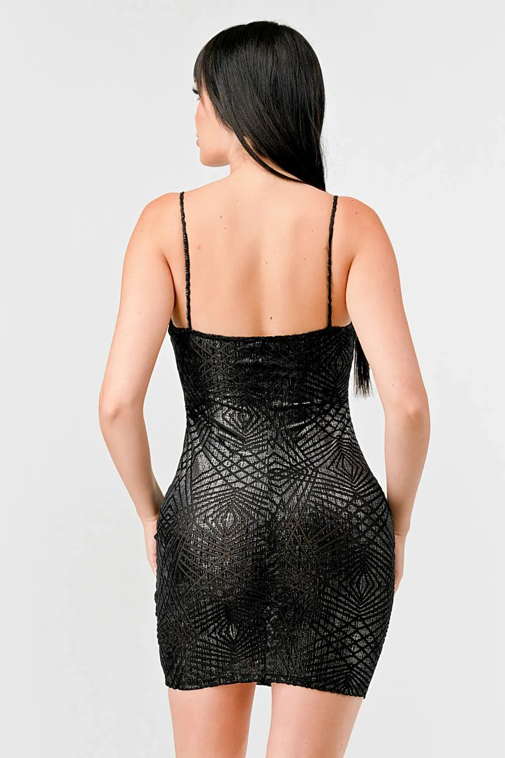 LUXE FOILD MESH SLEEVELESS BODYCON MINI DRESS sold by privy product image thumbnail 4