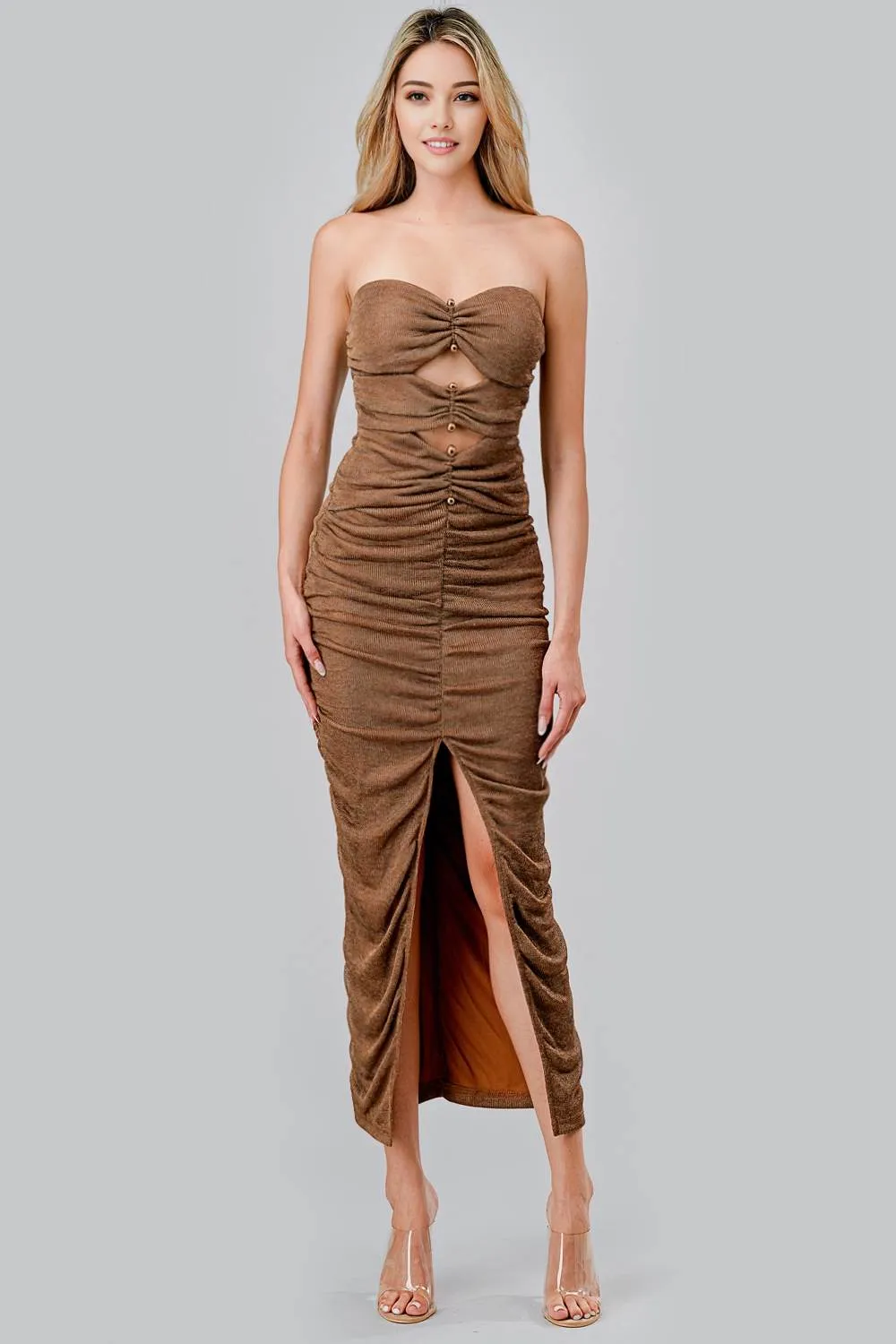 AD4023S / LUXE METALLIC KNIT W/ METAL BAR TRIM MAXI DRESS sold by privy product image thumbnail 4