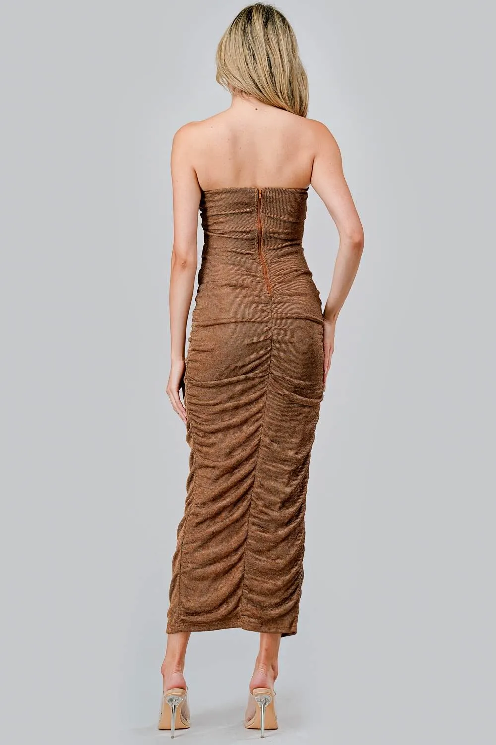AD4023S / LUXE METALLIC KNIT W/ METAL BAR TRIM MAXI DRESS sold by privy product image thumbnail 3