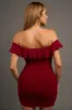 SHINY LUREX MESH RUFFLED OFF SHOULDER MINI DRESS sold by privy