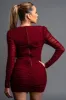 LUXE HOTFIX STONES MESH V-NECK RUCHED MINI DRESS sold by privy