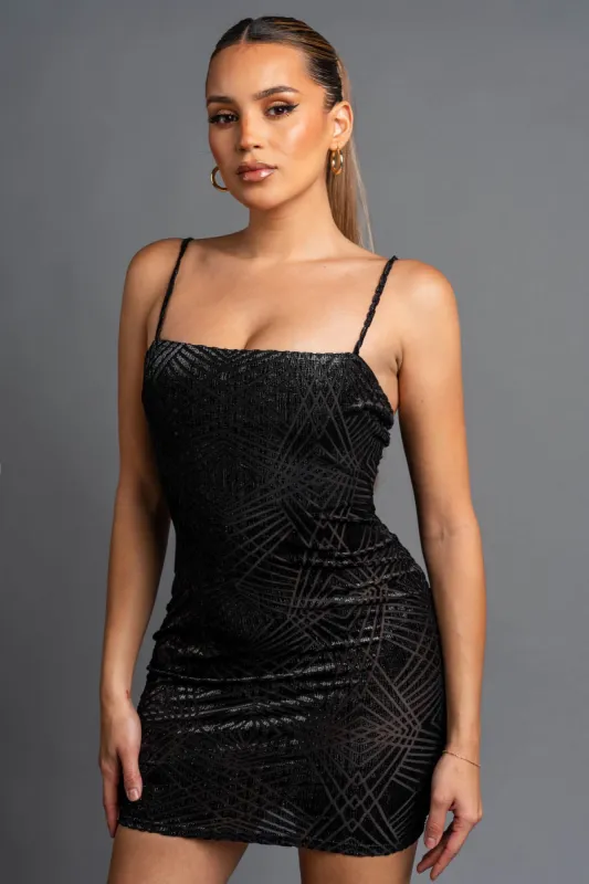 LUXE FOILD MESH SLEEVELESS BODYCON MINI DRESS sold by privy