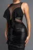 CHIC SHEER RUFFLED DRAPED HATLTER MINI DRESS sold by privy