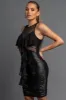 CHIC SHEER RUFFLED DRAPED HATLTER MINI DRESS sold by privy