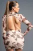 ROMANTIC FLORAL MESH PRINT OPEN BACK MINI DRESS sold by privy