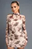 ROMANTIC FLORAL MESH PRINT OPEN BACK MINI DRESS sold by privy