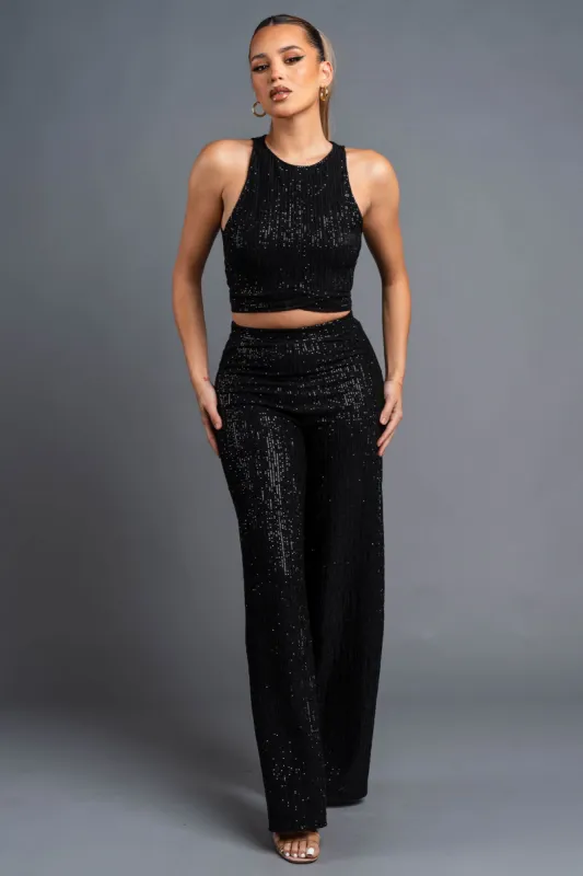 CHIC METALLIC SEQUINS TANKS TOP & PANTS SET sold by privy