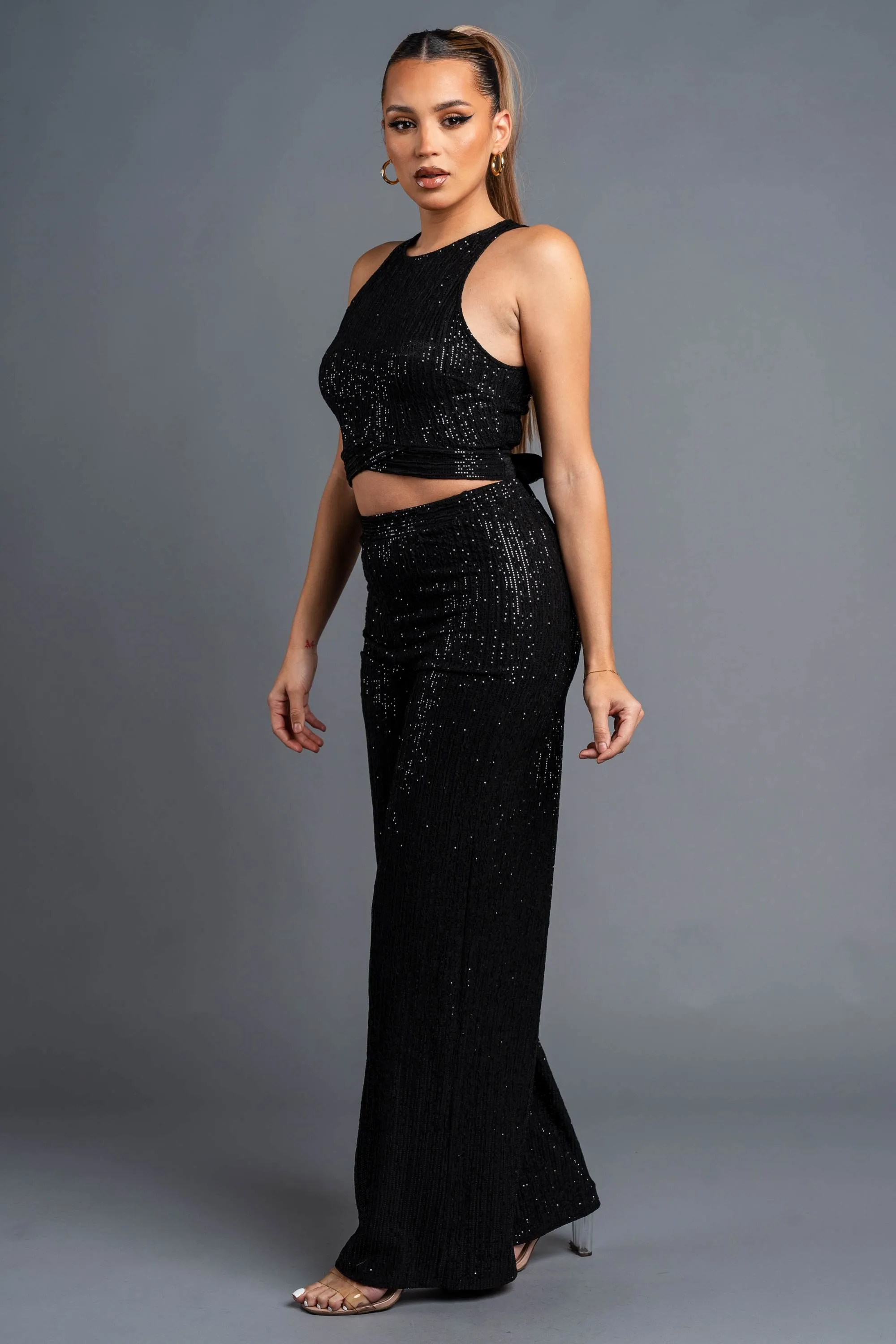 CHIC METALLIC SEQUINS TANKS TOP & PANTS SET sold by privy product image thumbnail 2