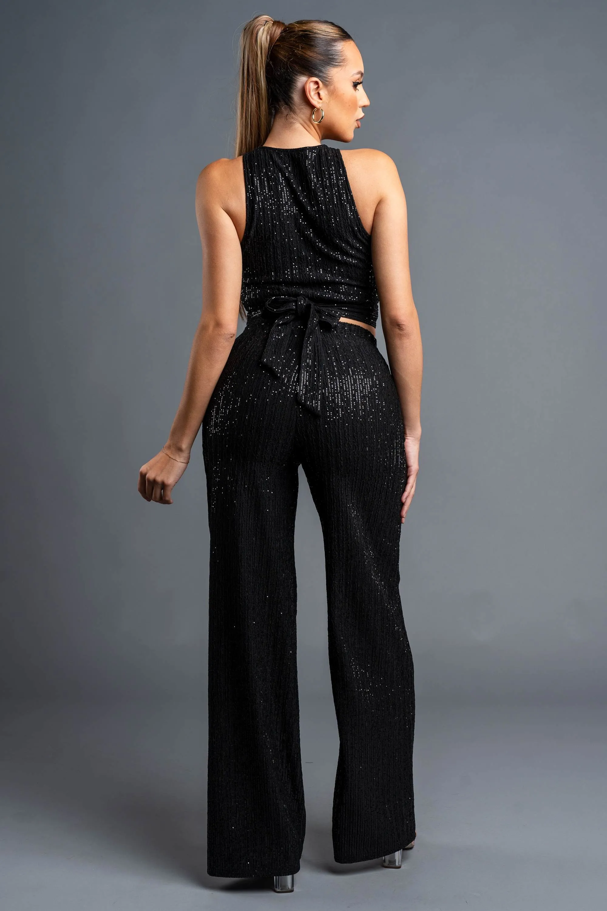 CHIC METALLIC SEQUINS TANKS TOP & PANTS SET sold by privy product image thumbnail 3