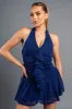 GLITTER MESH RUFFLED DRAPED RUCHED SKATER DRESS sold by privy