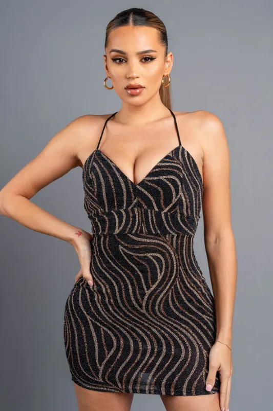 SEXY WAVE GLITTER DRAWSTRING LACE BACK MINI DRESS sold by privy