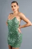 SEXY SEQUINS GOLD CHAIN STRAPS JEWELED MINI DRESS sold by privy