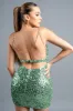 SEXY SEQUINS GOLD CHAIN STRAPS JEWELED MINI DRESS sold by privy