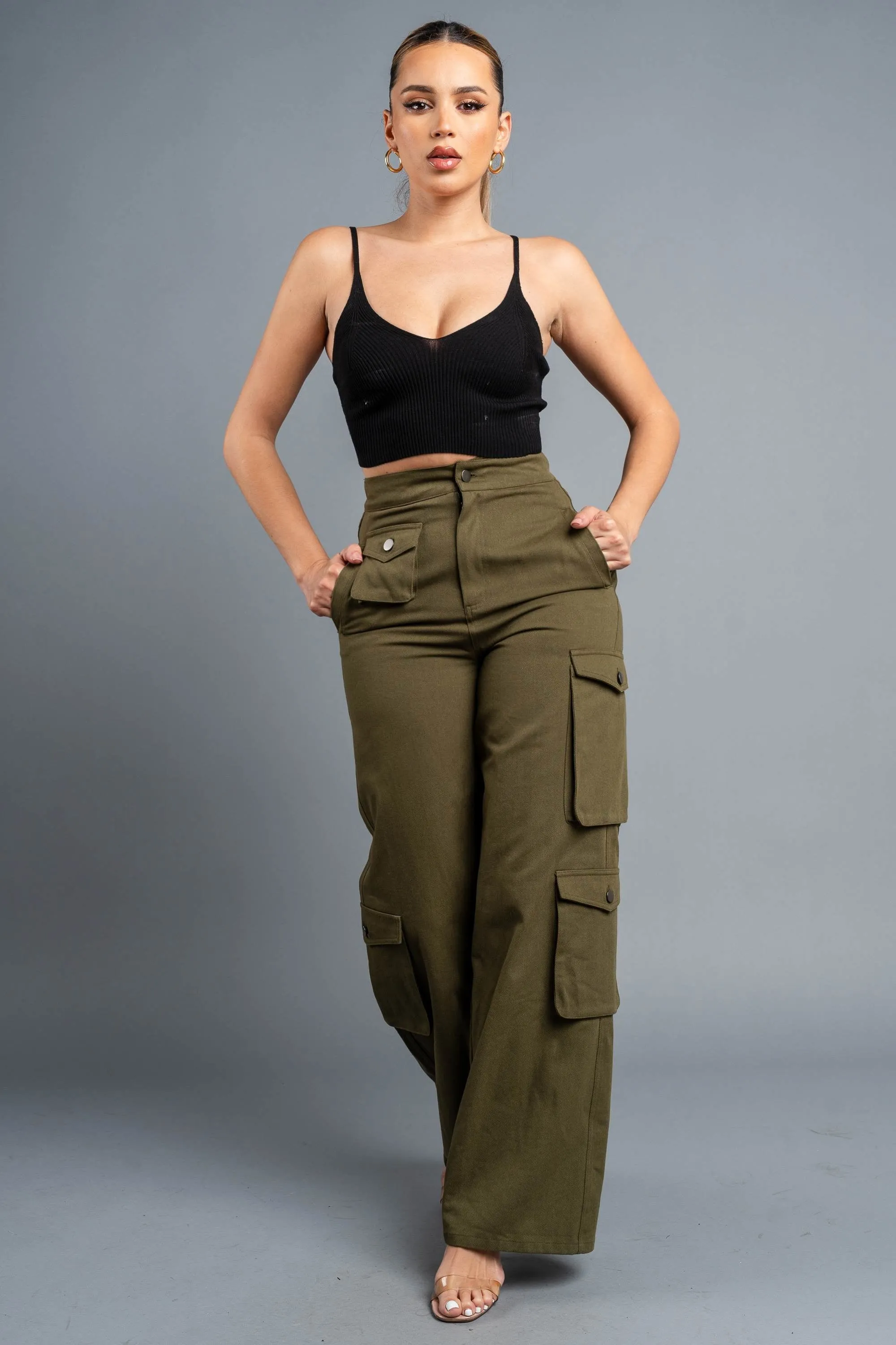 TWILL COTTON POCKETS FULL LENGTH CARGO PANTS sold by privy product image thumbnail 5