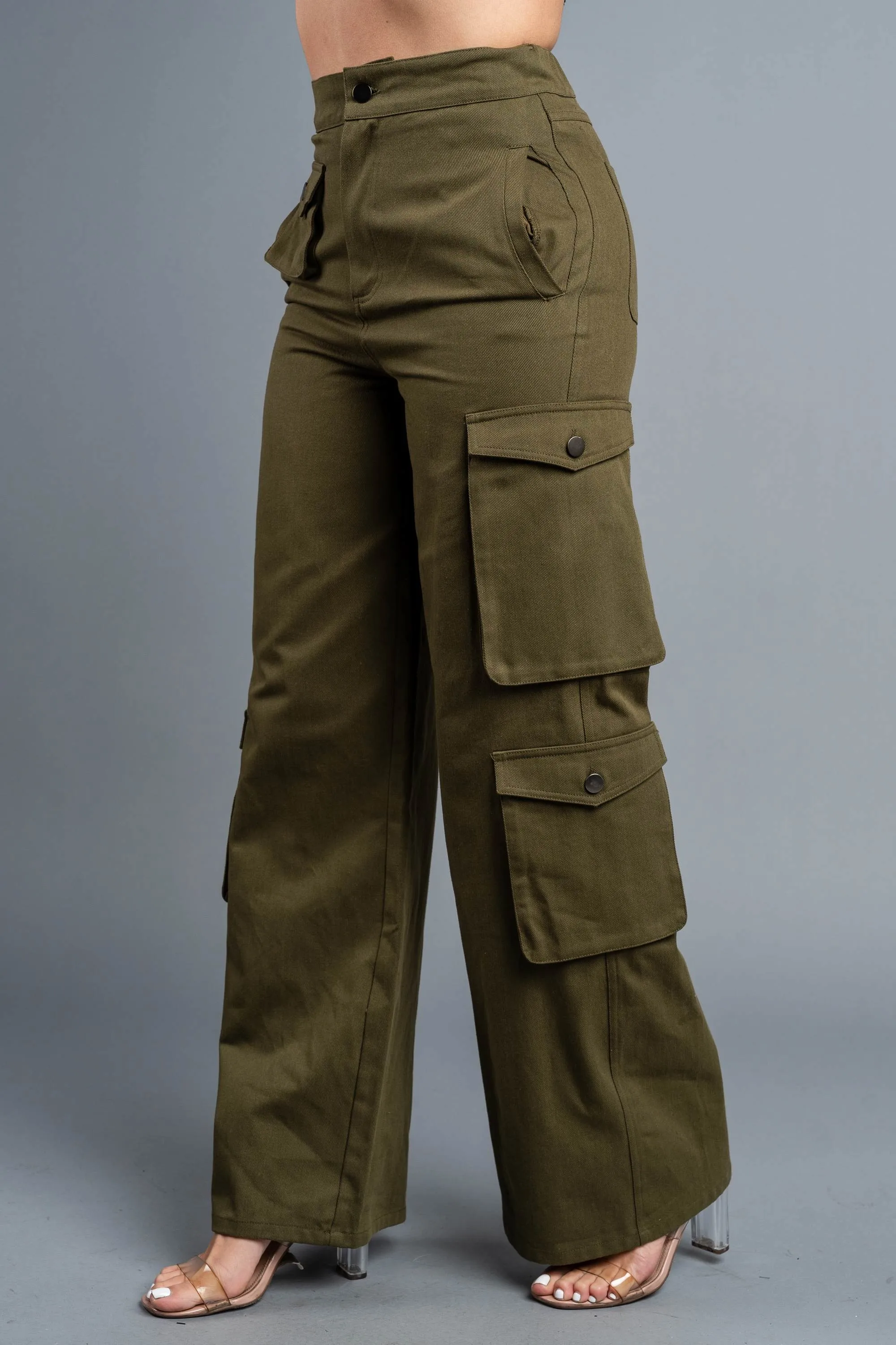 TWILL COTTON POCKETS FULL LENGTH CARGO PANTS sold by privy product image thumbnail 3