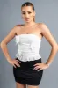 LUXE SHINNY LUREX MESH ROSETTES TUBE CROPPED TOP sold by privy