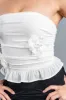 LUXE SHINNY LUREX MESH ROSETTES TUBE CROPPED TOP sold by privy