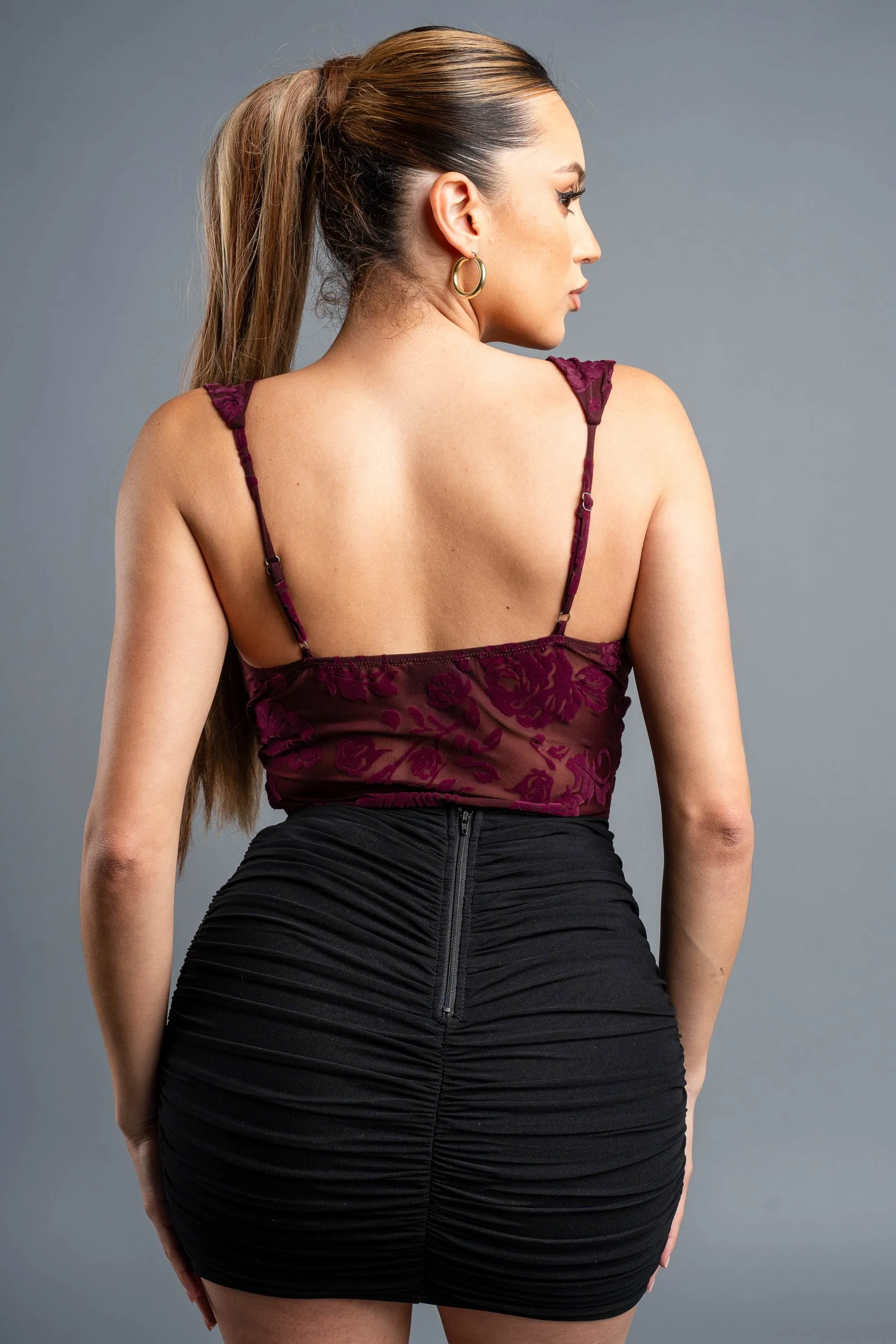 PT44666N / MESH VELVET FLOCKING BODYSUIT sold by privy product image thumbnail 4