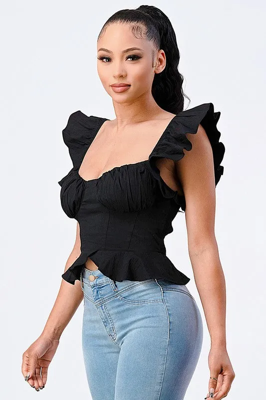 PT41713B / RUFFLED WING SLEEVES AND HEM SWEETHEART TOP sold by privy product image thumbnail 2