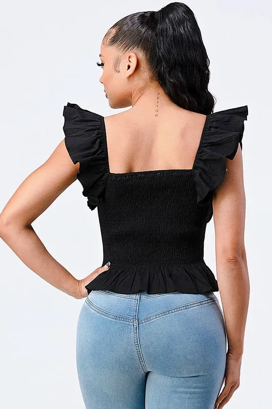 PT41713B / RUFFLED WING SLEEVES AND HEM SWEETHEART TOP sold by privy product image thumbnail 3