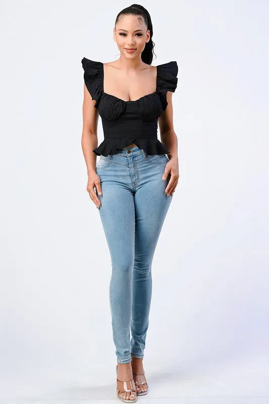 PT41713B / RUFFLED WING SLEEVES AND HEM SWEETHEART TOP sold by privy product image thumbnail 4