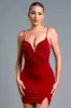 LUXE STRETCH VELVET PEARL EMBELLISHED MINI DRESS sold by privy