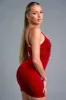 LUXE STRETCH VELVET PEARL EMBELLISHED MINI DRESS sold by privy