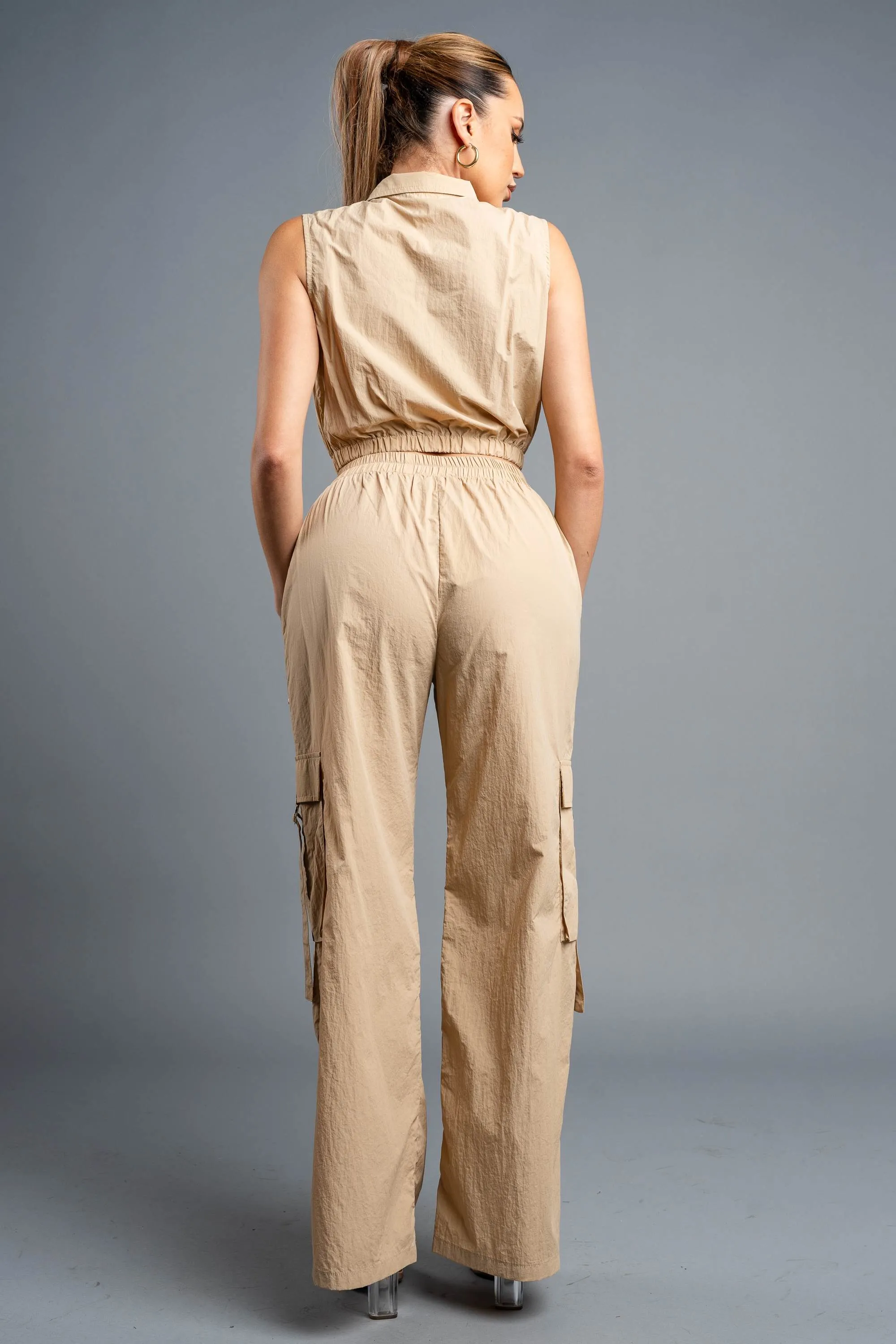 CARGO BIG POCKETS ZIPUP VEST TOP & CARGO PANTS SET sold by privy product image thumbnail 4