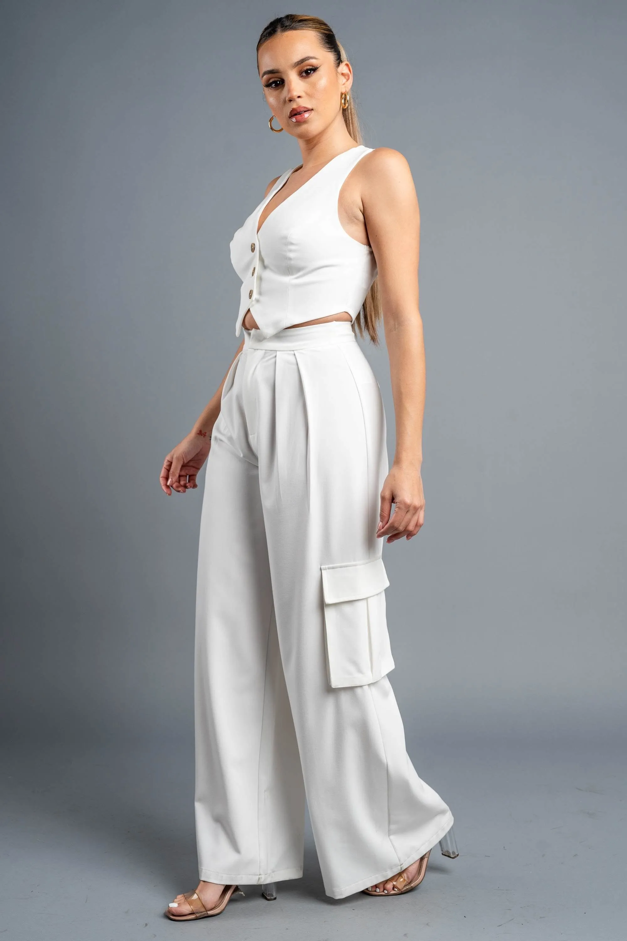 PS9414EST / HEAVY STRETCH TWILL VEST TOP & CARGO PANTS SETS sold by privy product image thumbnail 2