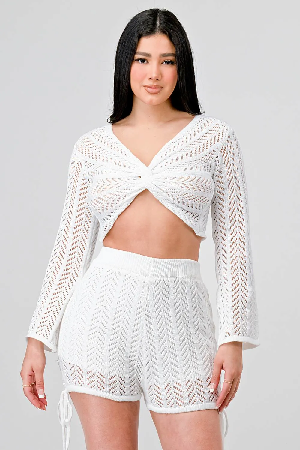 CHIC CROCHET TWIST FRONT TOP AND SHORTS SET sold by privy product image thumbnail 4