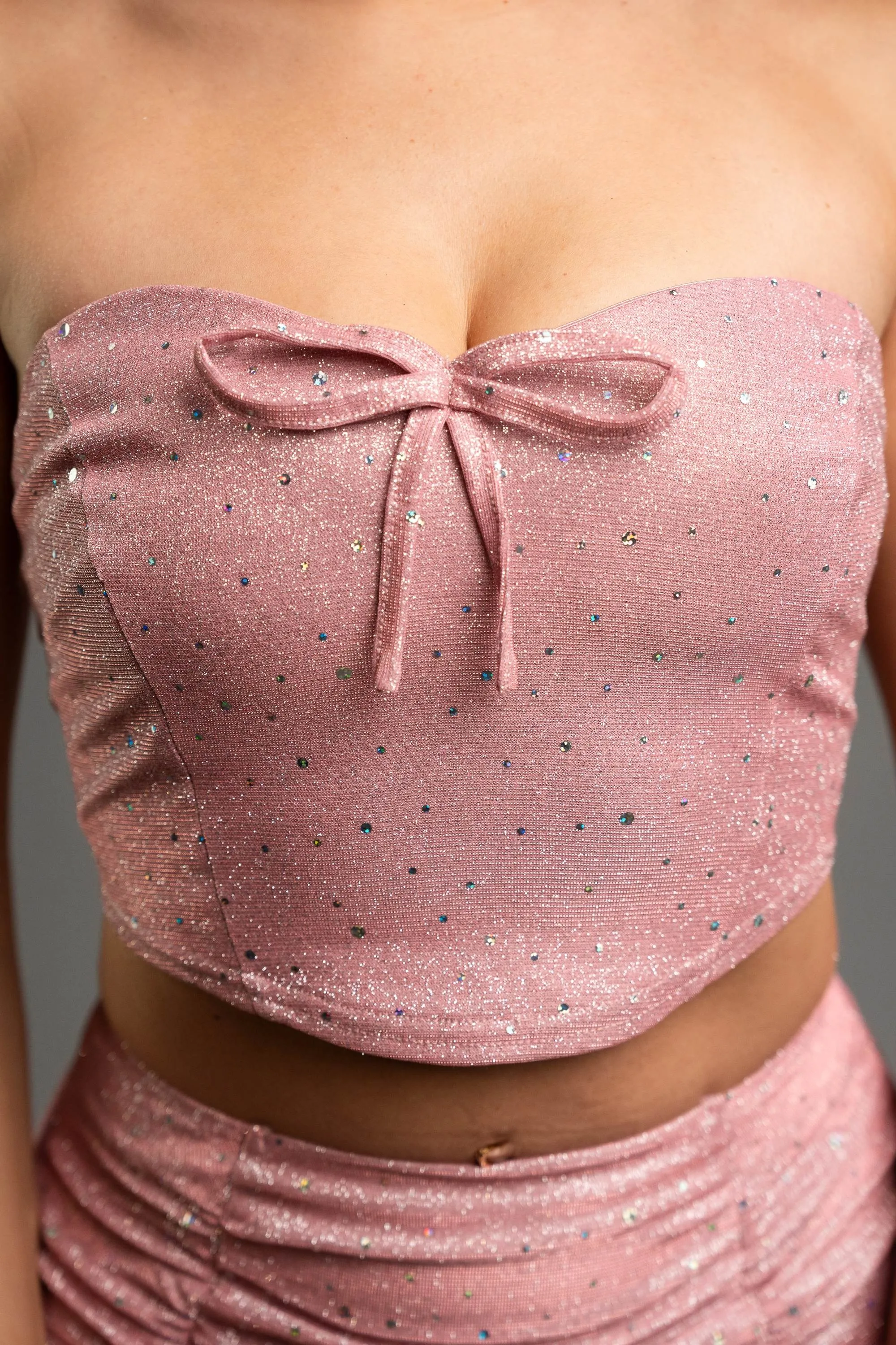 PS9655K-W / CHIC GLITTER MINI BOW BUSTIER & MINI SKIRT SETS sold by privy product image thumbnail 5