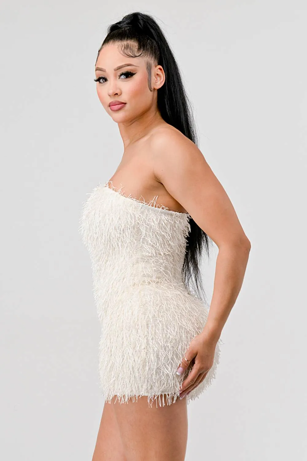 SEXY METALLIC FRINGE KNIT OFF SHOULDER TUBE DRESS sold by privy product image thumbnail 3