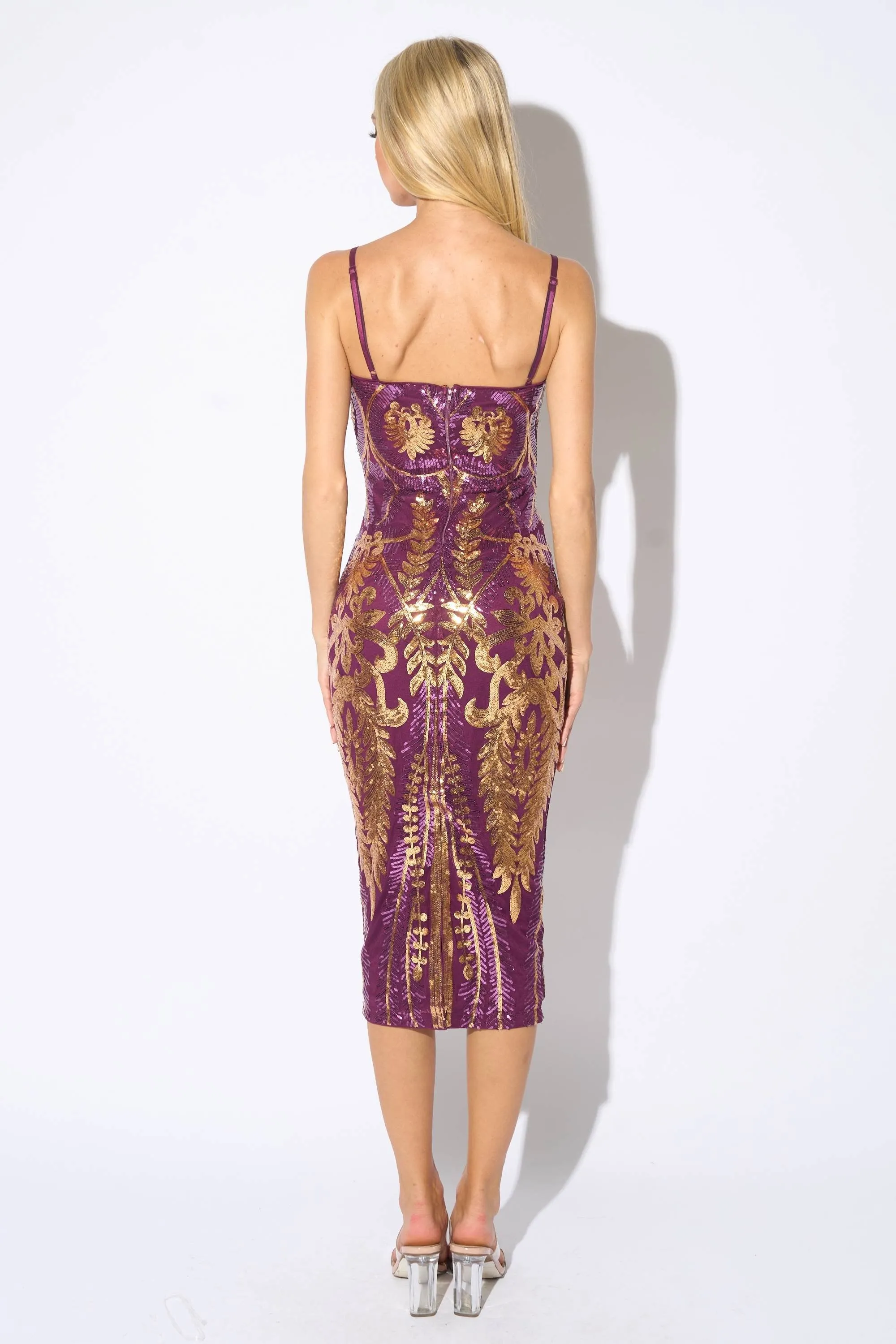 GLAM SEQUINS SLEEVELESS BODYCON MIDI DRESS sold by privy product image thumbnail 4