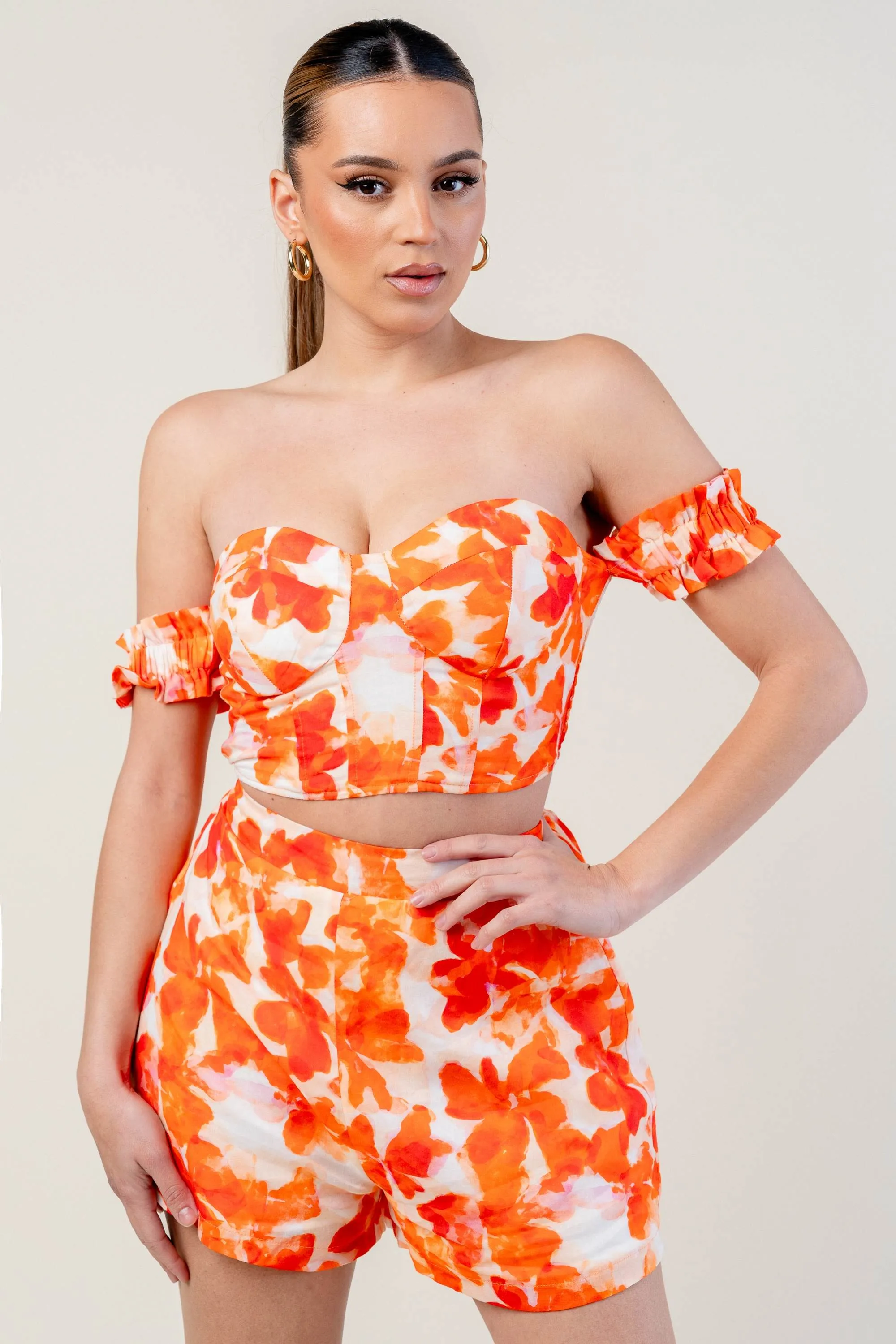 BS3470STP / ROMANTIC FLORAL BUSTIER CROP TOP & SHORS SETSXS sold by privy product image thumbnail 2