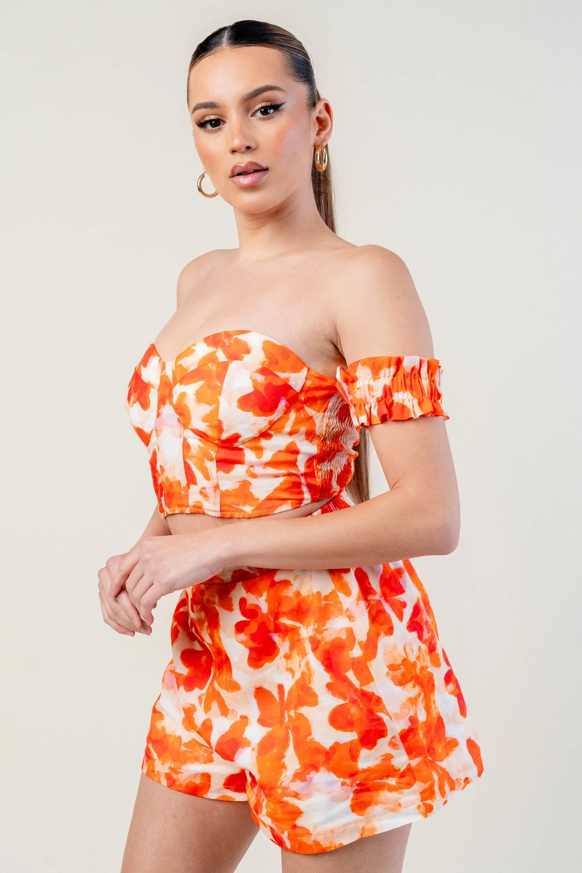 BS3470STP / ROMANTIC FLORAL BUSTIER CROP TOP & SHORS SETSXS sold by privy product image thumbnail 3