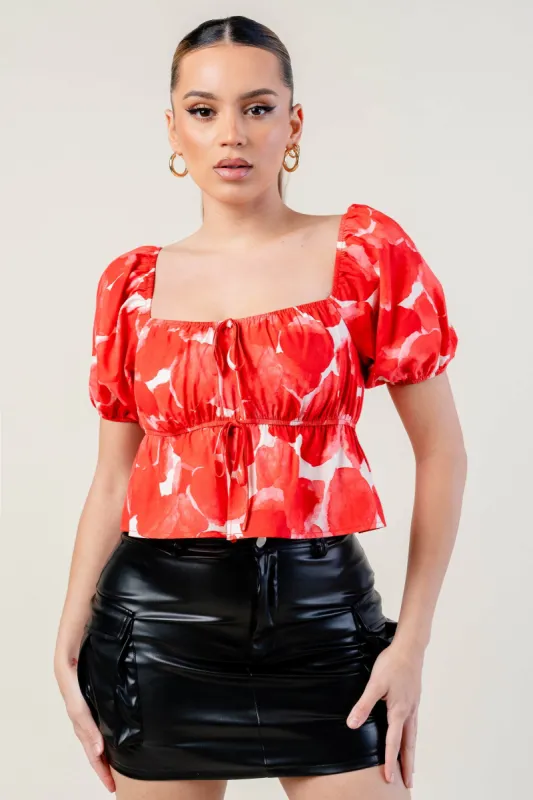 PT45087S / ROMANTIC PETAL BUBBLE SHORT SLEEVES RUFFLED TOP sold by privy