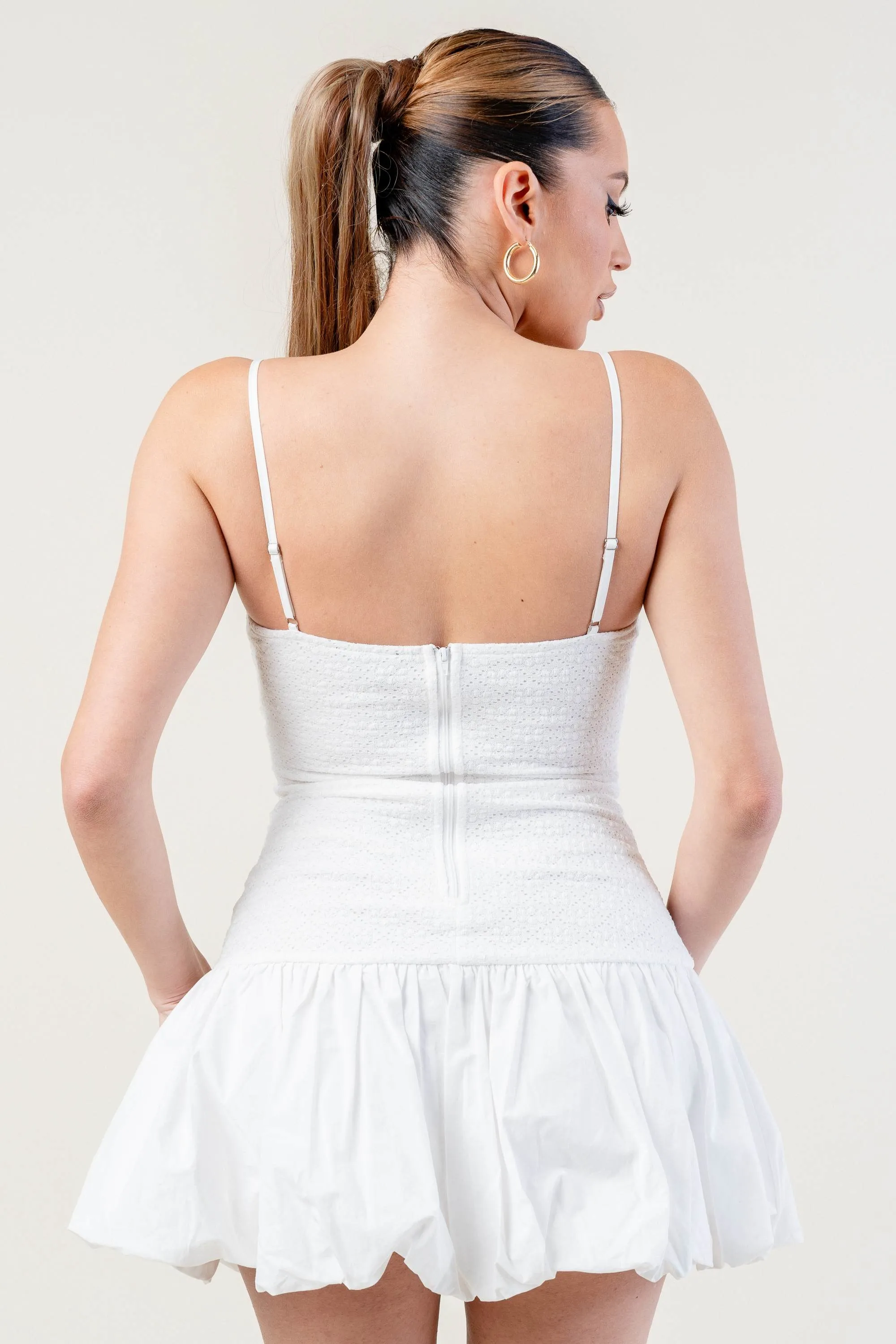 PD78019S-W / STRETCH LACE POPLIN BLACK BOW BUBBLE MINI DRESS sold by privy product image thumbnail 4