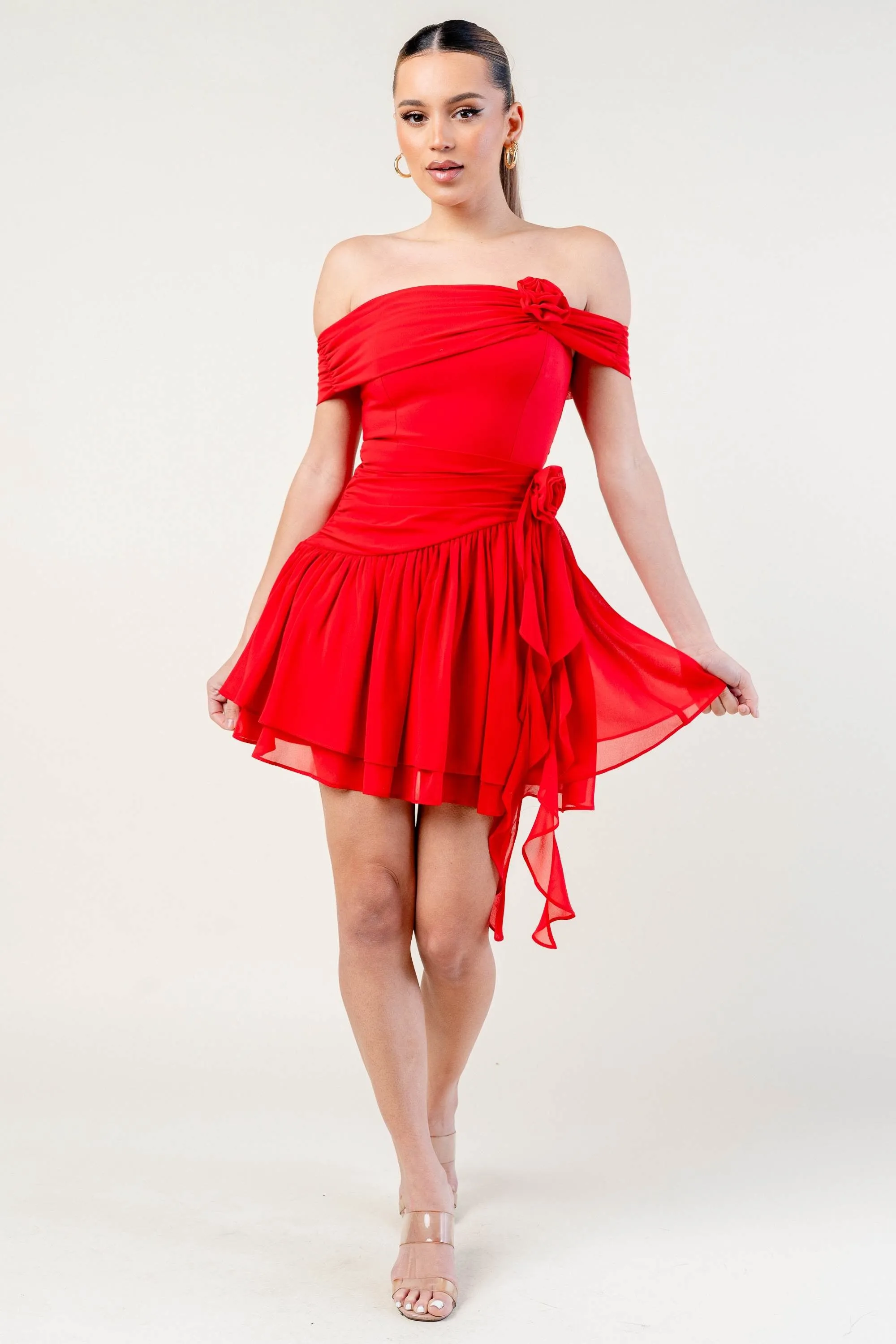 PD77753BST / ROSETTES CHELSEA CHIFFON OFF SHOULDER MINI DRESS sold by privy product image thumbnail 5