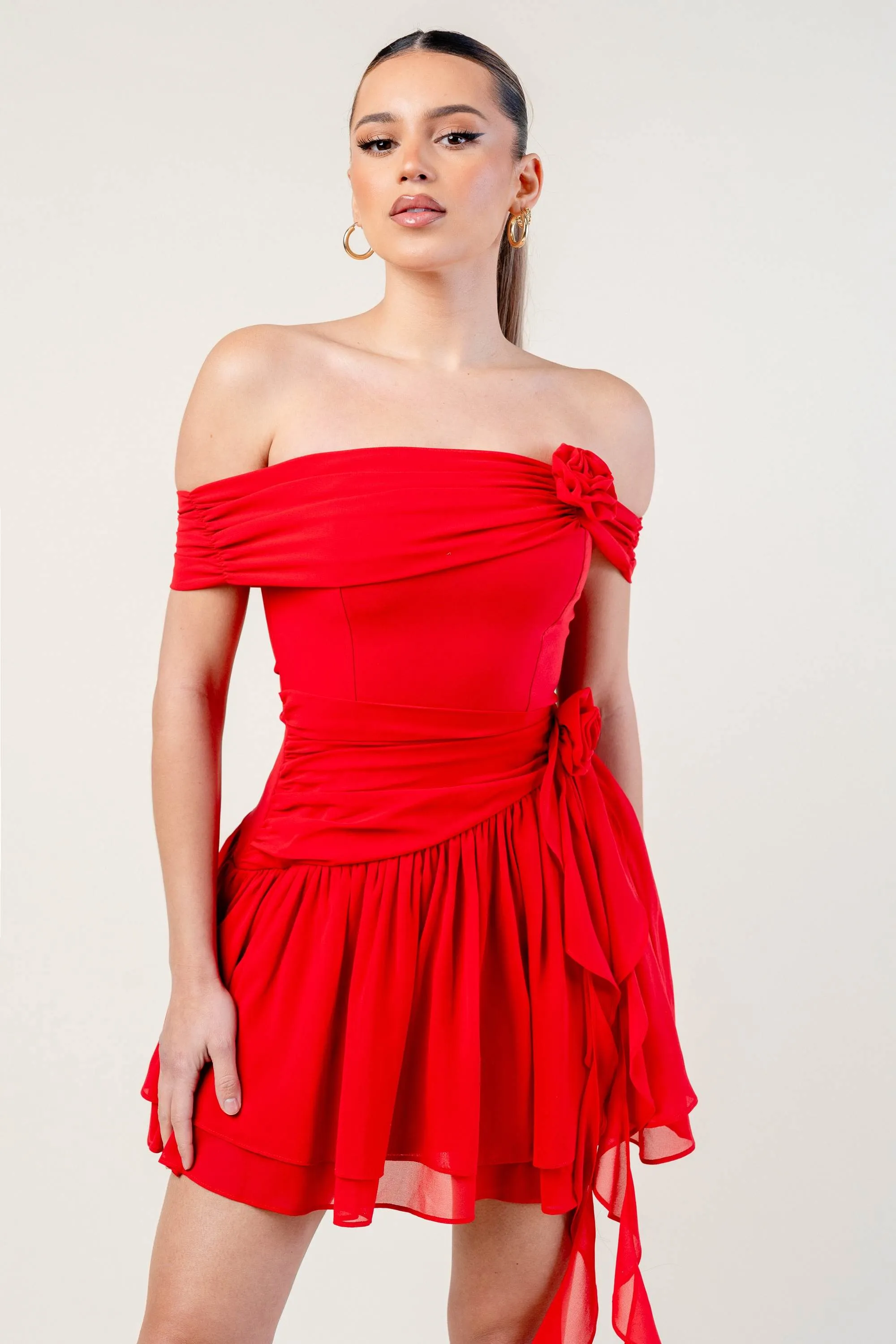 PD77753BST / ROSETTES CHELSEA CHIFFON OFF SHOULDER MINI DRESS sold by privy product image thumbnail 2